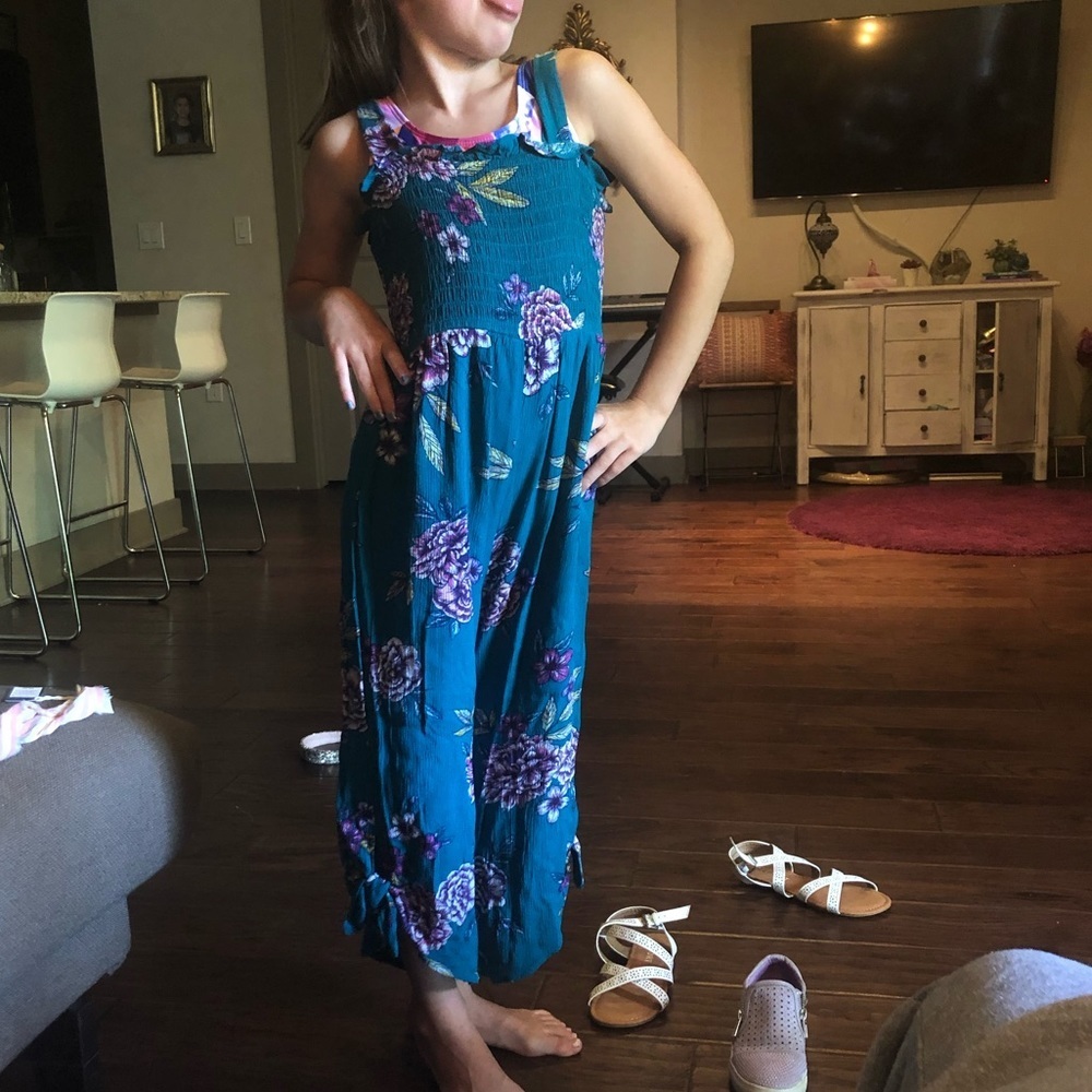 Art Class Smocked Jumpsuit Turquoise & Purple S​ - Picture 5 of 16